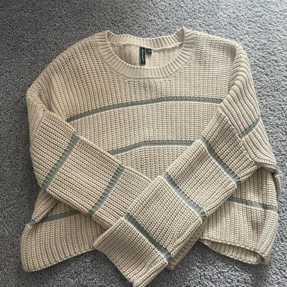 Cream and mint green sweater